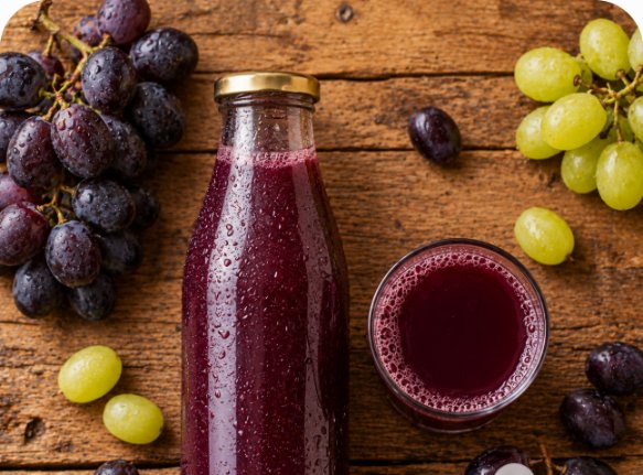 Fresh pressed fruit juice bottles
