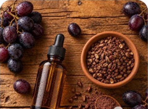 Grape seed oil and dried grape seeds