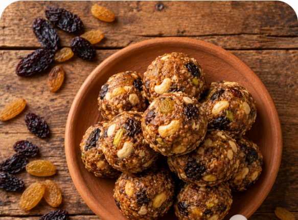 Dry grape laddu with raisins